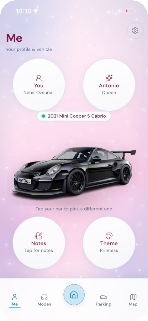 My Antonio Me tab with car selection highlighted